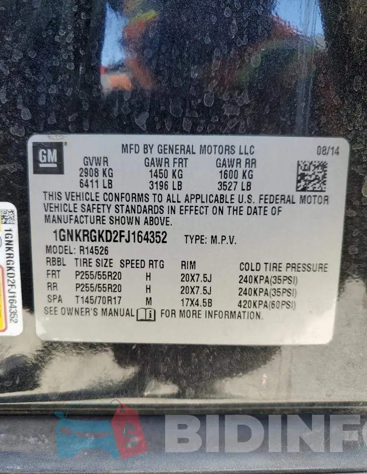 1GNKRGKD2FJ164352 Photo# 13