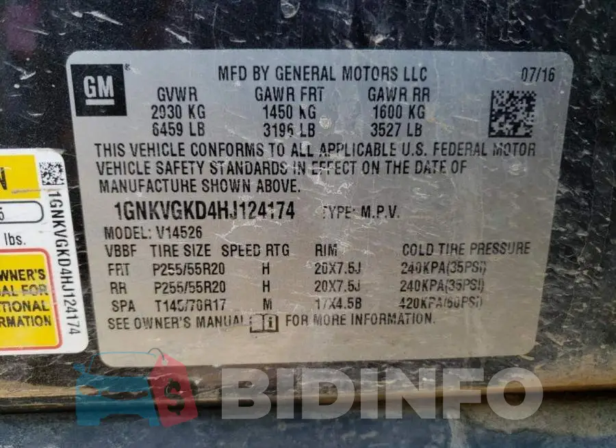 1GNKVGKD4HJ124174 Photo# 13
