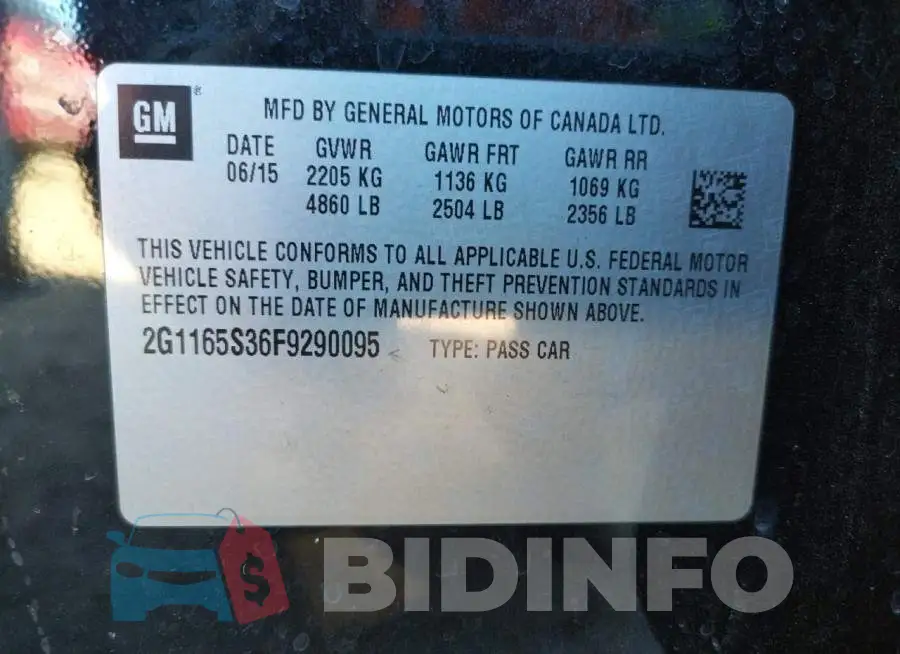 2G1165S36F9290095 Photo# 12