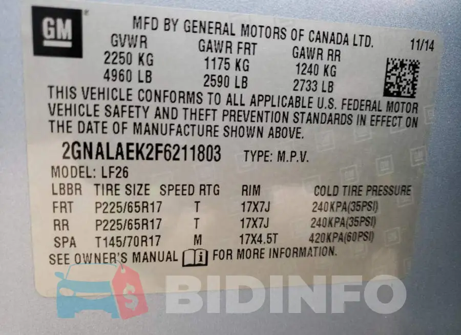 2GNALAEK2F6211803 Photo# 13