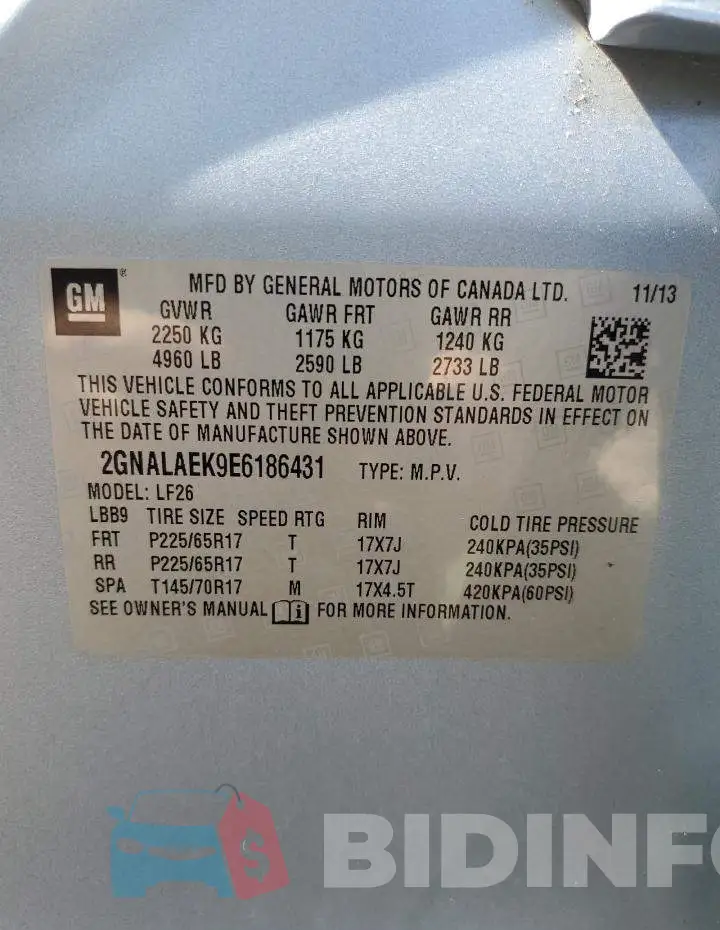 2GNALAEK9E6186431 Photo# 13