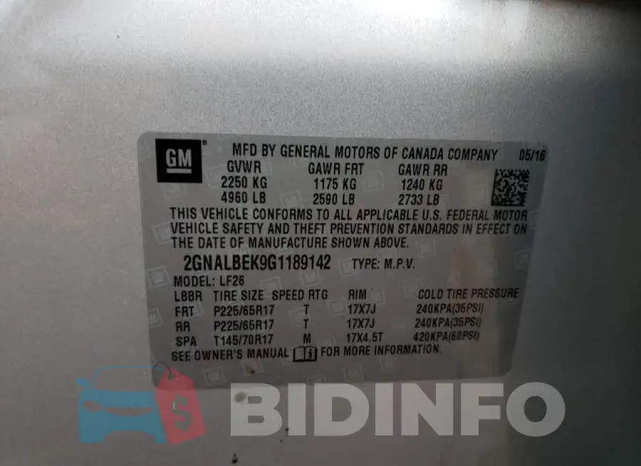 2GNALBEK9G1189142 Photo# 13