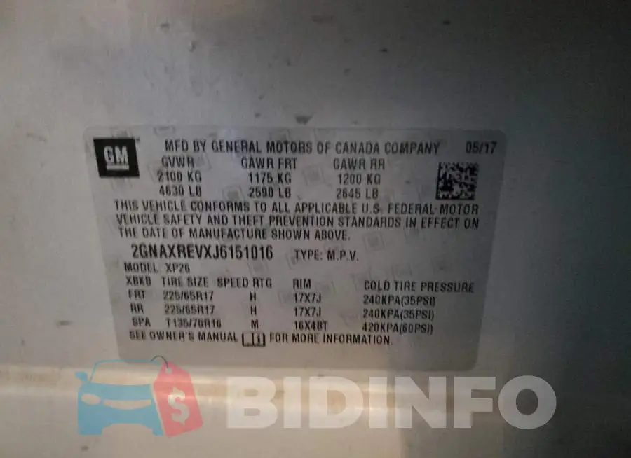 2GNAXREVXJ6151016 Photo# 13