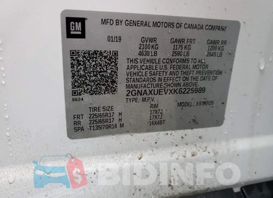 2GNAXUEVXK6225989 Photo# 12