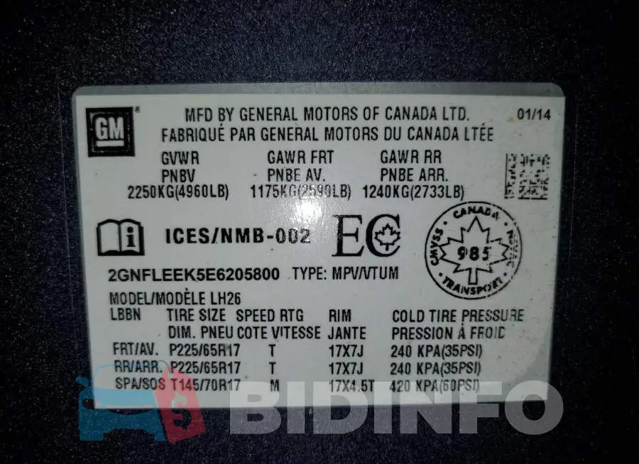 2GNFLEEK5E6205800 Photo# 14