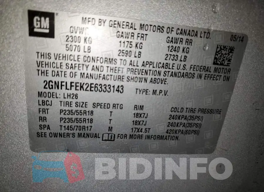 2GNFLFEK2E6333143 Photo# 13