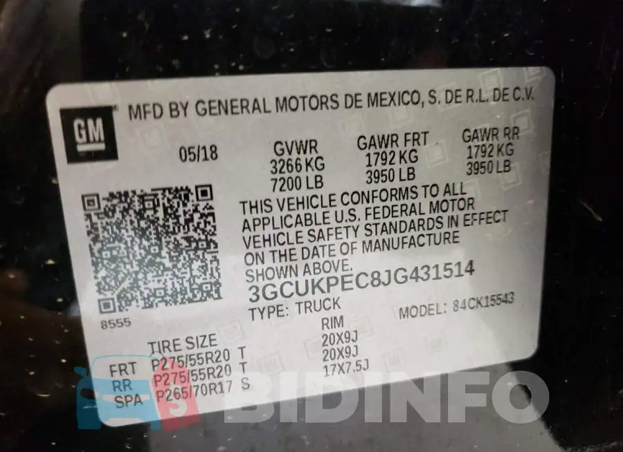 3GCUKPEC8JG431514 Photo# 12