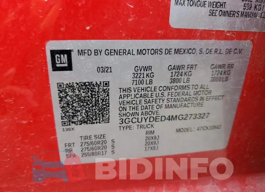 3GCUYDED4MG273327 Photo# 12