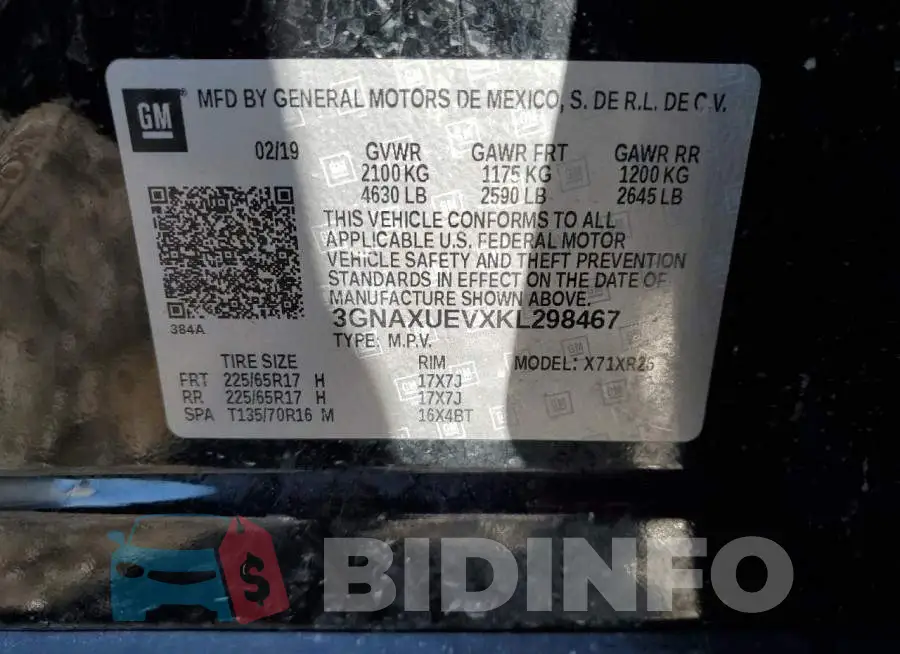 3GNAXUEVXKL298467 Photo# 12