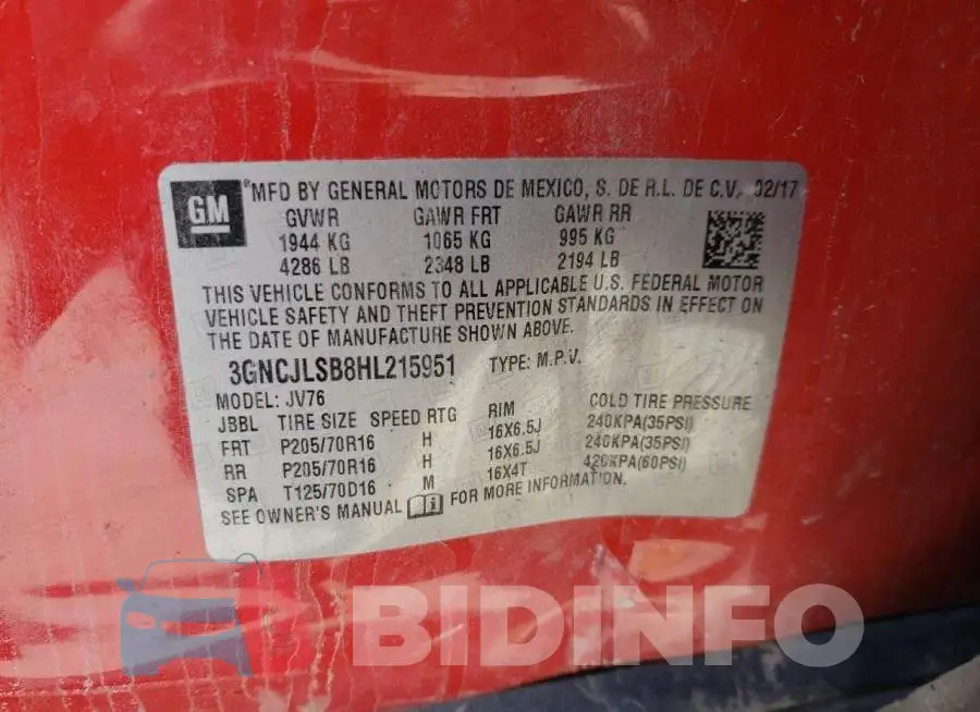 3GNCJLSB8HL215951 Photo# 13
