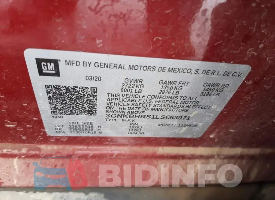 3GNKBHRS1LS663071 Photo# 13