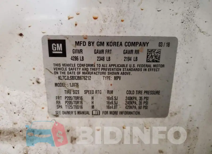 KL7CJLSBXJB676212 Photo# 12