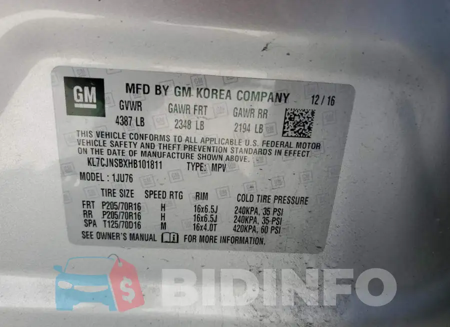 KL7CJNSBXHB101811 Photo# 13