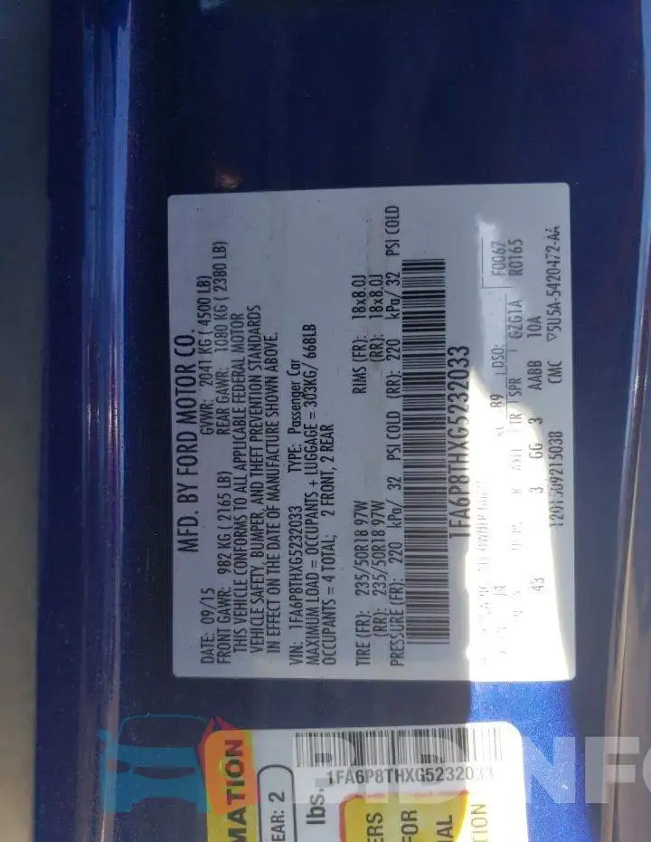 1FA6P8THXG5232033 Photo# 12