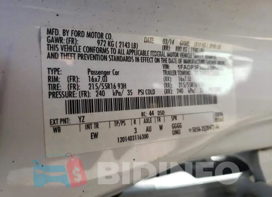 1FADP3F22EL285996 Photo# 12
