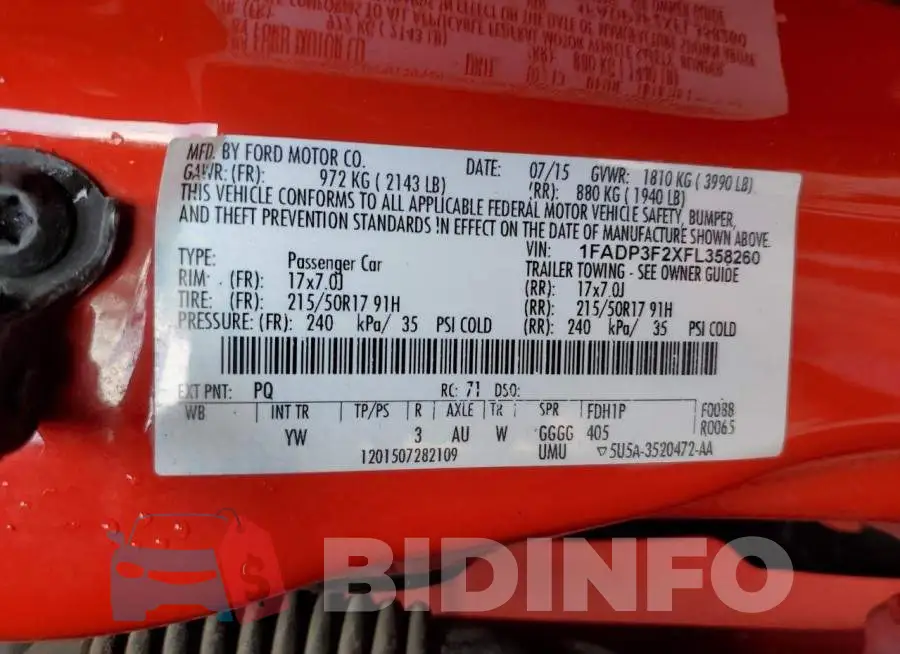1FADP3F2XFL358260 Photo# 12