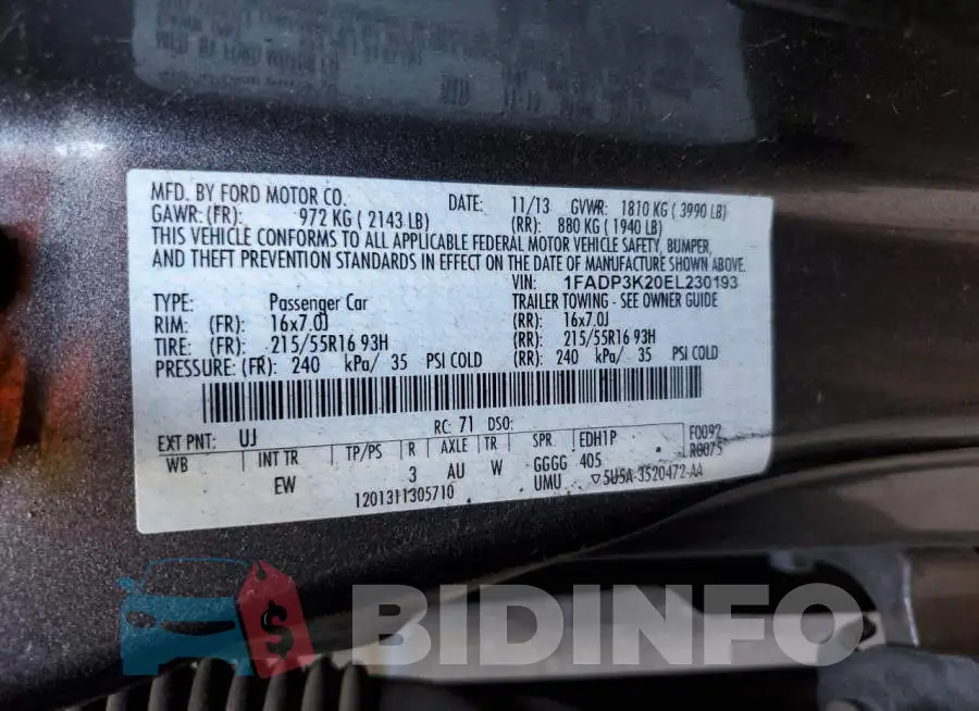 1FADP3K20EL230193 Photo# 12