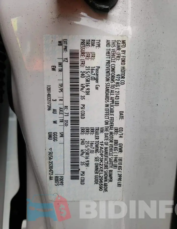 1FADP3K2XEL296590 Photo# 12