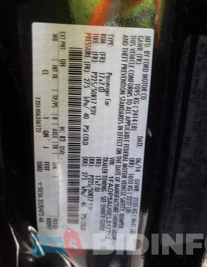1FADP5AU0EL517712 Photo# 14
