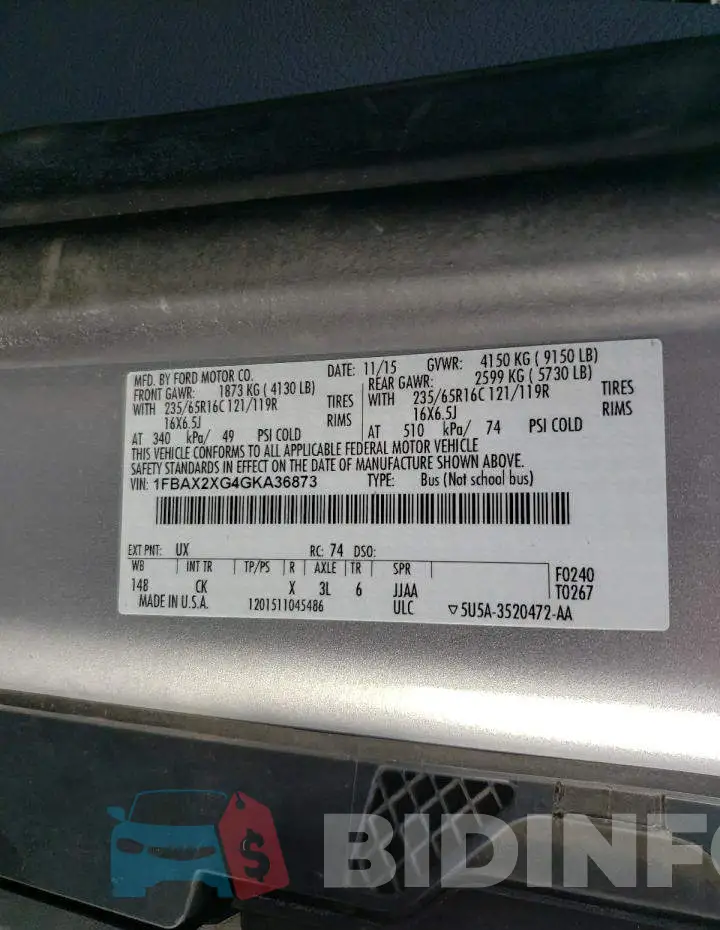 1FBAX2XG4GKA36873 Photo# 13