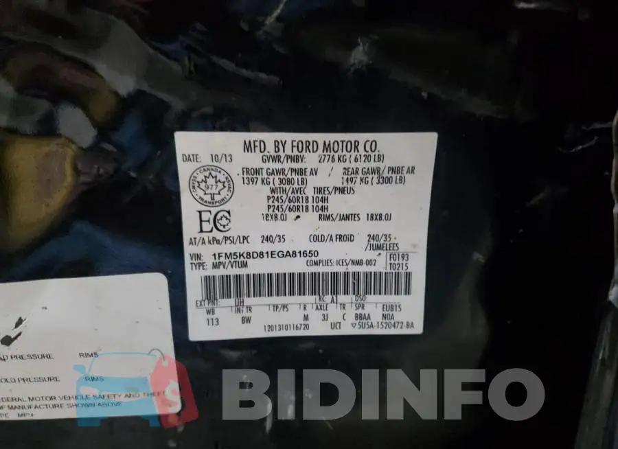 1FM5K8D81EGA81650 Photo# 13