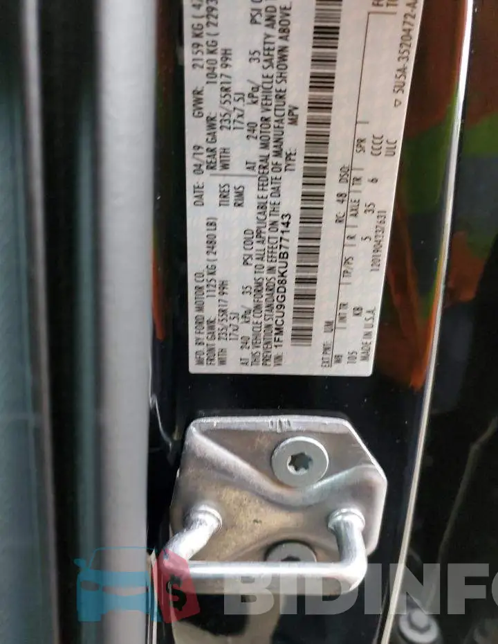1FMCU9GD8KUB77143 Photo# 13