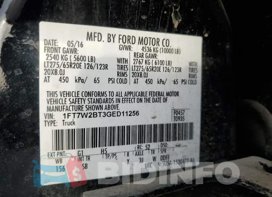 1FT7W2BT3GED11256 Photo# 12