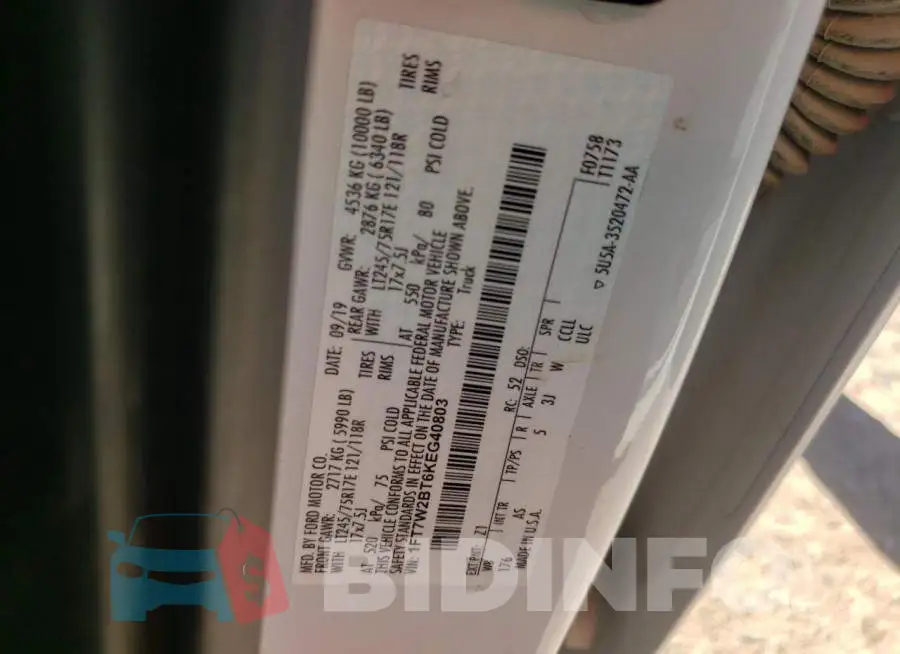 1FT7W2BT6KEG40803 Photo# 10