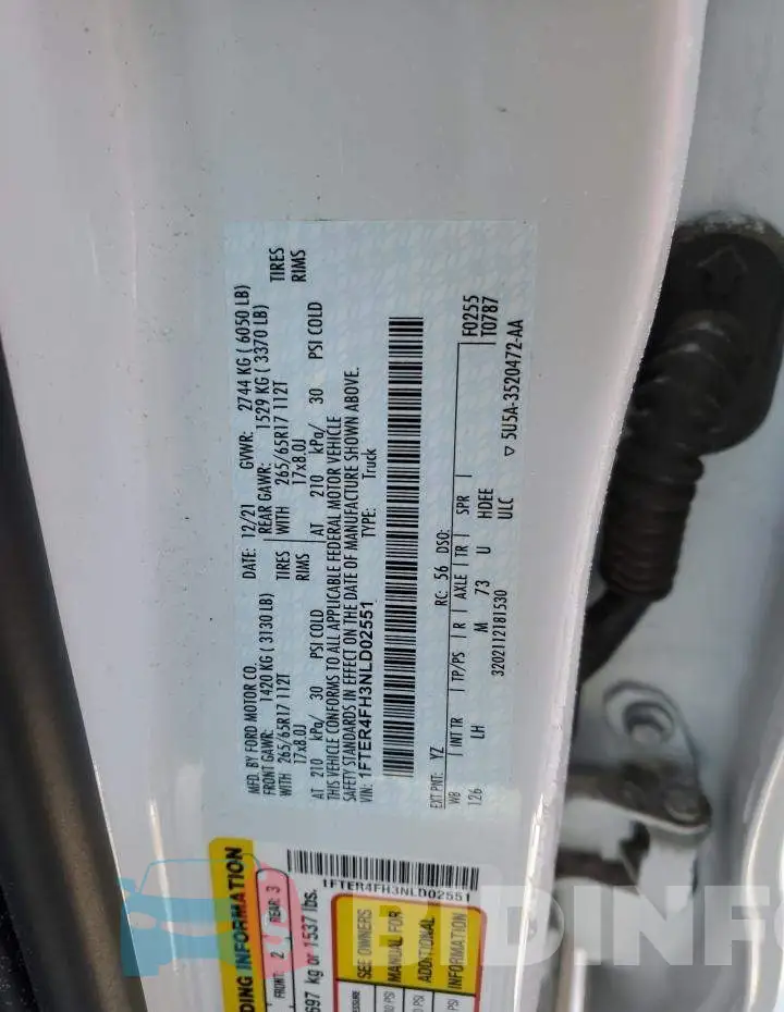 1FTER4FH3NLD02551 Photo# 12