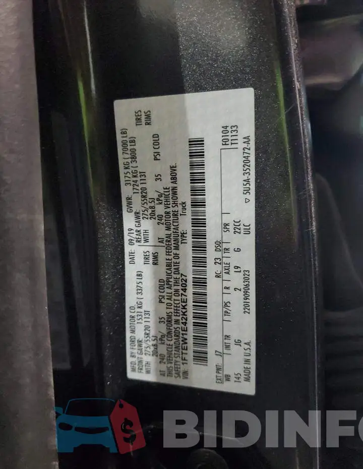 1FTEW1E42KKE74027 Photo# 12