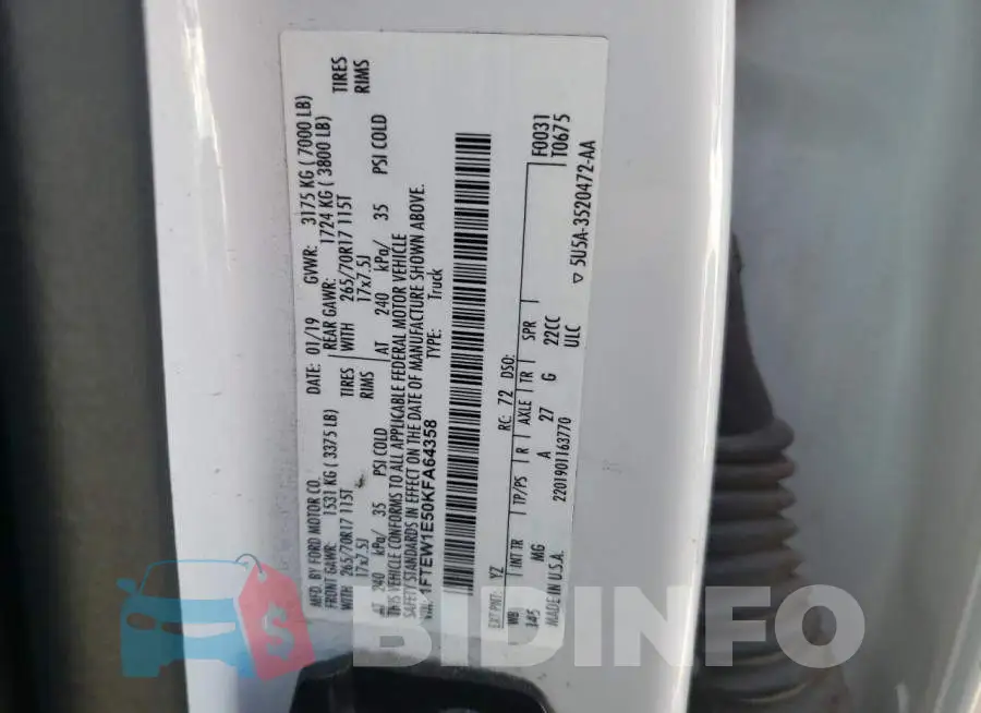 1FTEW1E50KFA64358 Photo# 10