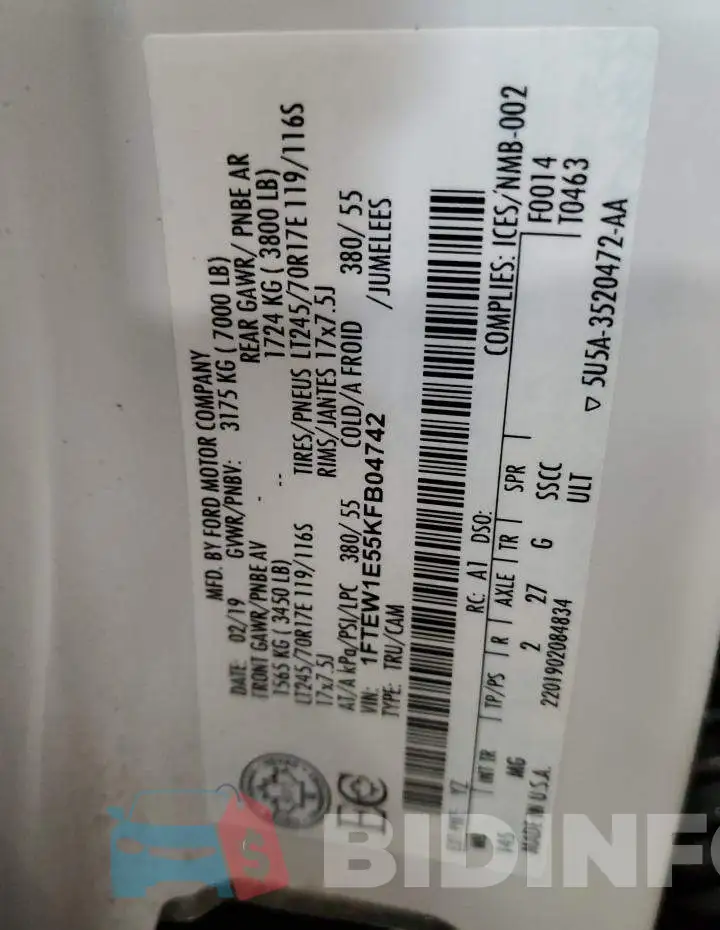 1FTEW1E55KFB04742 Photo# 12