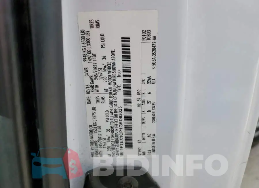 1FTEX1CP1GKD83025 Photo# 12