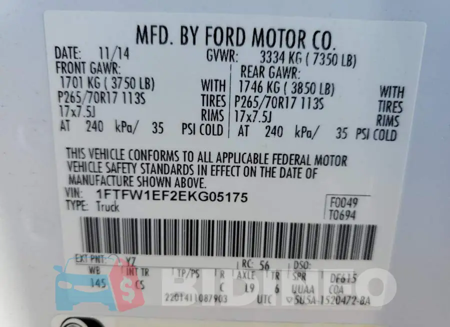 1FTFW1EF2EKG05175 Photo# 10
