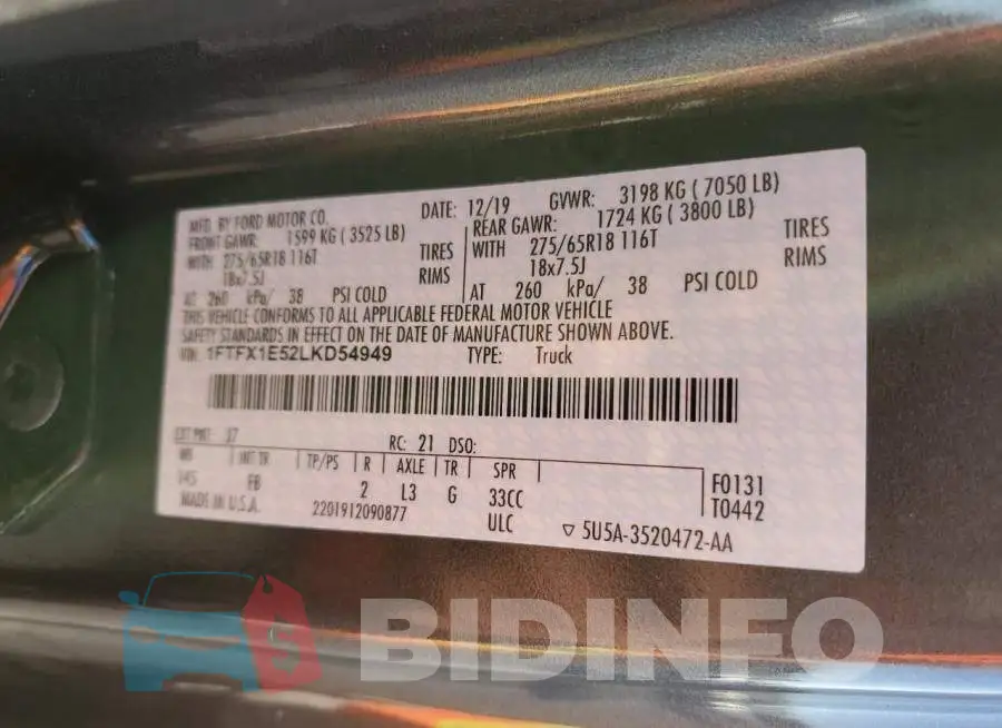 1FTFX1E52LKD54949 Photo# 12