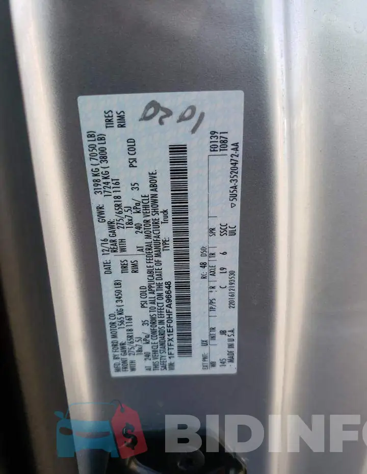 1FTFX1EF0HFA96648 Photo# 12