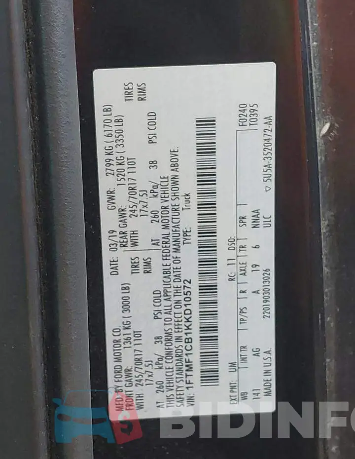 1FTMF1CB1KKD10572 Photo# 12