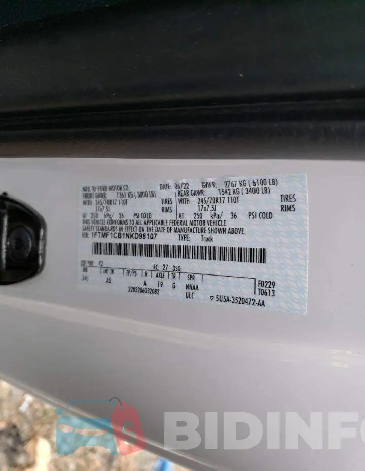 1FTMF1CB1NKD98107 Photo# 12