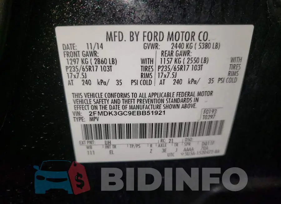 2FMDK3GC9EBB51921 Photo# 13