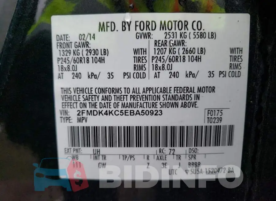 2FMDK4KC5EBA50923 Photo# 12