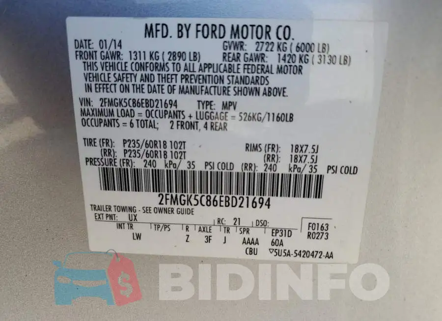 2FMGK5C86EBD21694 Photo# 14