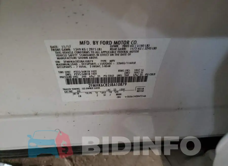 2FMHK6C82JBA10879 Photo# 14