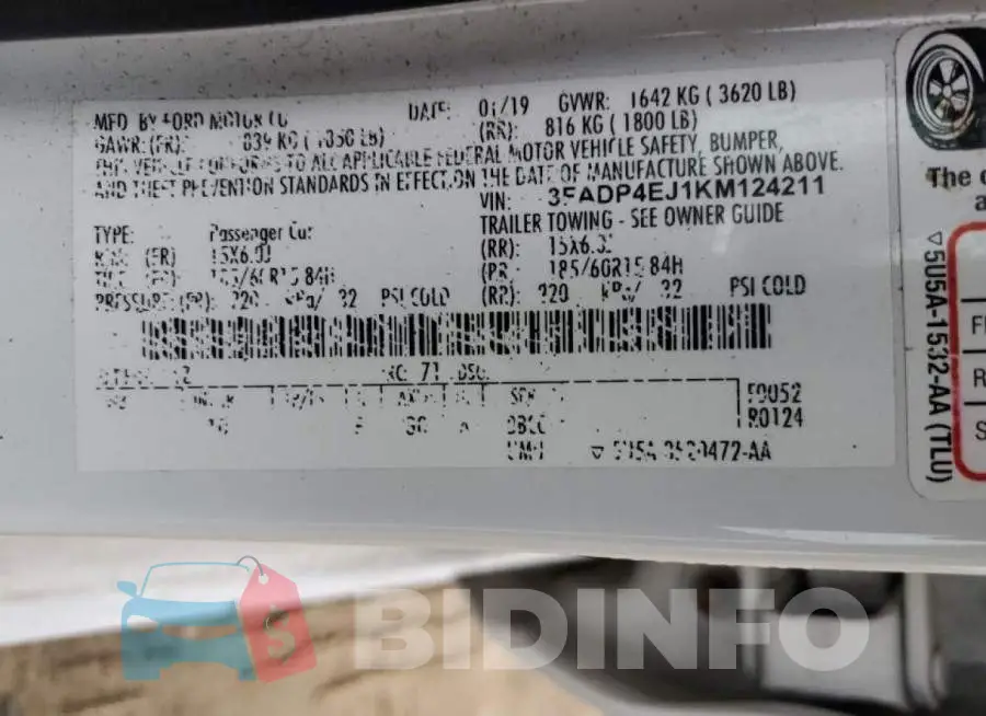 3FADP4EJ1KM124211 Photo# 13