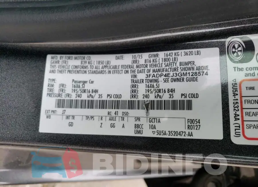 3FADP4EJ3GM128574 Photo# 12