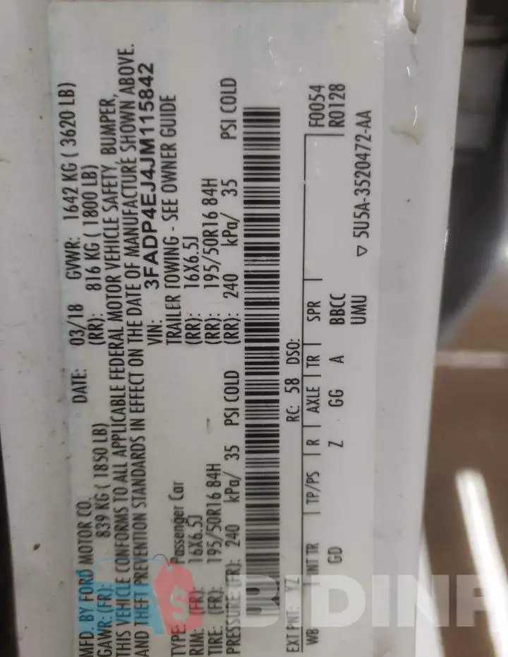 3FADP4EJ4JM115842 Photo# 13