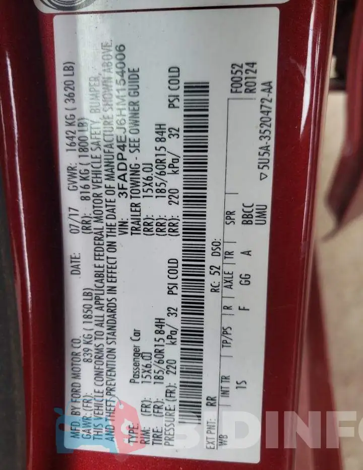 3FADP4EJ6HM154006 Photo# 12