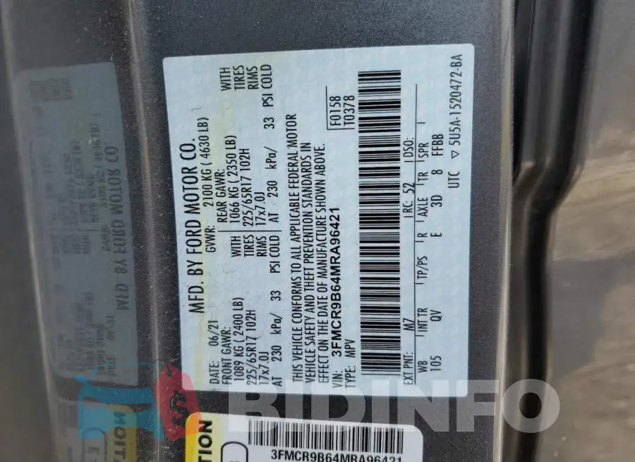 3FMCR9B64MRA96421 Photo# 14