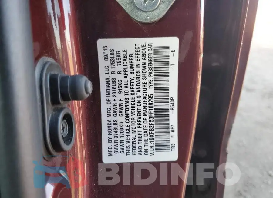 19XFB2F53FE109295 Photo# 13