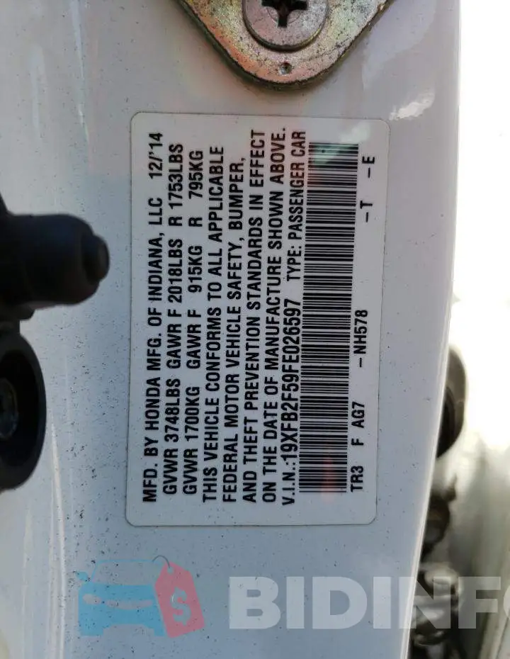 19XFB2F59FE026597 Photo# 13