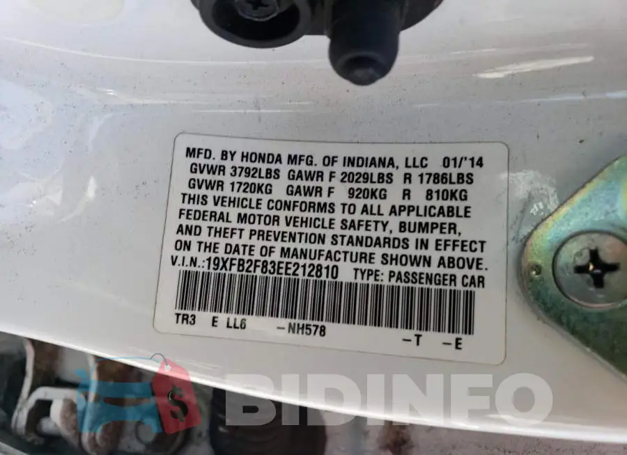 19XFB2F83EE212810 Photo# 12